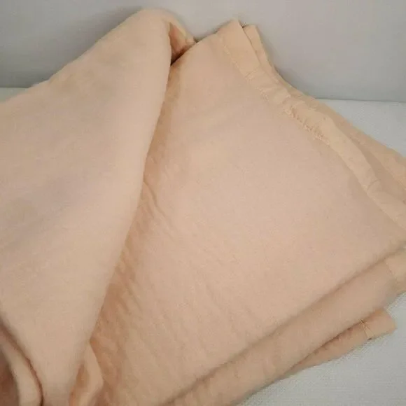 Vintage Pink Peach Satin Edge Blanket Made in USA